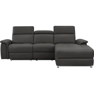 OTTO home Ecksofa "Pareli, L-Form, 259cm,m. Recamiere, Echtleder, Kunstleder, Webstoff" man. o. elektr. Relaxfunktion, USB/Kopfteilverstellg u. LED, braun