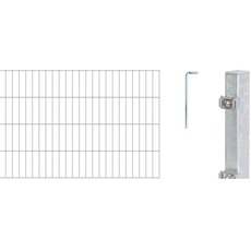 Alberts 654108 Doppelstabmattenzaun als 10 tlg. Zaun-Komplettset | verschiedene Längen und Höhen | feuerverzinkt | Höhe 80 cm | Länge 8 m