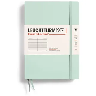 Leuchtturm1917 Notizbuch Medium (A5), 251 nummerierte Seiten, Mint Green, liniert