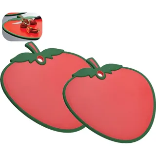 Envenzo Envenzo Schneidebretter für Küchen, groß, Kunststoff, bunte Obstformen zum Schneiden von Fleisch/Gemüse/Brot (2, rote Erdbeere)