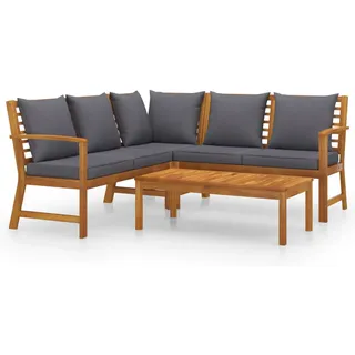 vidaXL 4-tlg. Garten-Lounge-Set mit Auflagen Massivholz Akazie - Grau