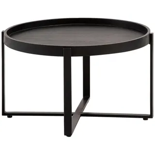 Wohnling Couchtisch rund Schwarz Mangoholz 60 x 60 x 35 cm