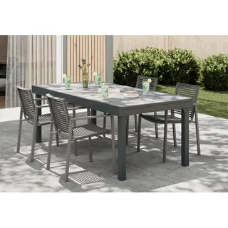 Ambia Garden Gartentisch , Anthrazit , Metall, Kunststoff , rechteckig , eckig , 200x320x75 cm , ausziehbar , Gartenmöbel, Gartentische, Gartentische ausziehbar