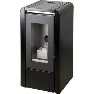 Kaminofen , Schwarz , Metall , A+ , 42.5x82.5x46 cm , Made in Italy , Aschebehälter, WLAN-fähig, elektrische Zündung, automatische Luftregelung, selbstreinigende Scheibe , Kleinmöbel, Kamine & Zubehör, Kaminöfen