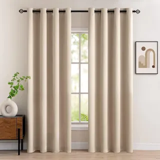 MIULEE Vorhänge Beige Blickdicht mit Ösen, Schöner Weicher Verdunklungsvorhänge zum Verdunkeln von Räumen, 2er Set Gardinen Abdunkelnd Schlafzimmer Wohnzimmer Thermovorhang Kälteschutz 140X200 cm