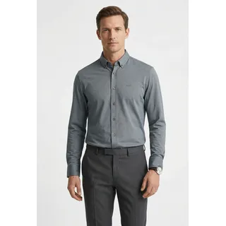 Businesshemd BOSS "JOE", Herren, Gr. 42, N-Gr, dunkelgrau029, Web, Obermaterial: 55% Baumwolle, 45% Polyester, unifarben, regular fit normal, 2-Knopf-Manschette verstellbar, Hemden Businesshemd, mit Button-Down-Kragen, regular fit