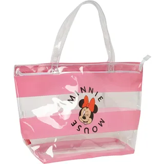safta MINNIE MOUSE BEACH - Einkaufstasche für Damen, Shopping-Tasche, bequem und vielseitig, Qualität und Widerstandsfähigkeit, 54 x 17 x 35 cm, Rosa/Transparent, rosa/transparent, Estándar, Lässig