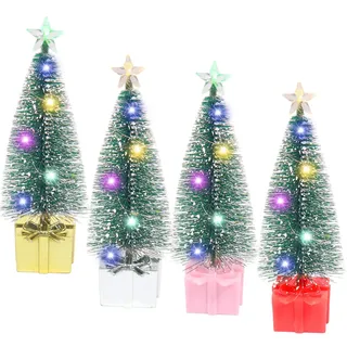 LED Mini Weihnachtsbaum, 4 Stück Kleiner Weihnachtsbaum mit Beleuchtung, Tannenbaum Künstlich Klein, Bunte Lichter Weihnachtsbaum, Weihnachtsbaum Klein, Mini Tannenbaum Weihnachtsdeko Tisch Geschenk
