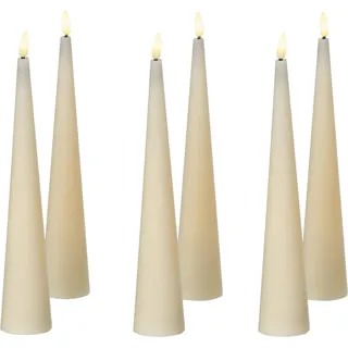 BELIANI LED-Kerzen 6er Set Cremeweiß Echtwachs mit Flackernder Flamme Flackerlicht Batteriebetrieben Indoor LED Weihnachtsbeleuchtung LED-Spitzkerzen - Weiß