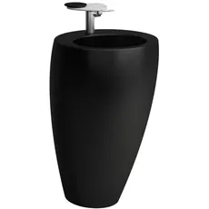 Laufen Alessi one Waschtisch, mit  integrierter Säule, 1 Hahnloch mittig, mit Überlauf, 520x530, H811971, Farbe: Schwarz Matt