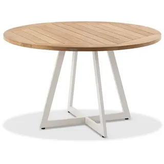 Tisch Milan ivory - Teak natur