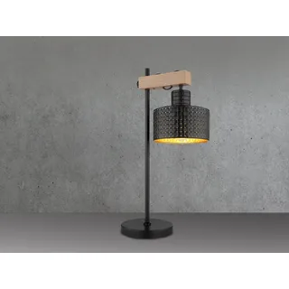 LED Industrial Tischleuchte, Nachttischlampen Lampenschirm Schwarz Gold, H: 55cm