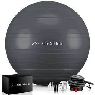 EliteAthlete Gymnastikball Sitzball Büro ergonomisch mit Anti Burst System - Fitness Pilates Schwangerschaft - Schwangerschaftsball Fitnessball Yogaball - Yoga Ball 55cm inkl. Luftpumpe