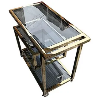 Casa Padrino Luxus Servierwagen Gold / Schwarz 83 x 42 x H. 78 cm - Edelstahl Trolley mit getönten Glasscheiben - Luxus Accessoires