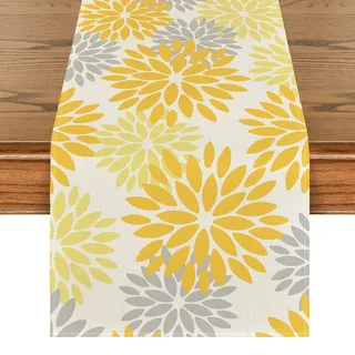 Artoid Mode Blumen Gelb Dahlien Sommer Tischläufer, Saisonnal Küche Tisch Dekoration Drinnen Urlaub Party Dekor 40x300 cm