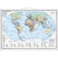 Staaten der Erde im Miniformat. Wandkarte mit Metallleiste 1:60000000