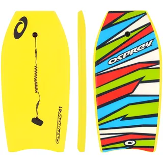 Osprey Body Board mit Leine, Slick Boogie Board, mit sichelförmigem Schwanz, Unisex, Shatter, gelb