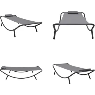 vidaXL Gartenbett Grau 200×90 cm Stahl - Lounge-Bett - Lounge-Betten - Outdoor-Lounge-Bett - Outdoor-Lounge-Betten - Grau