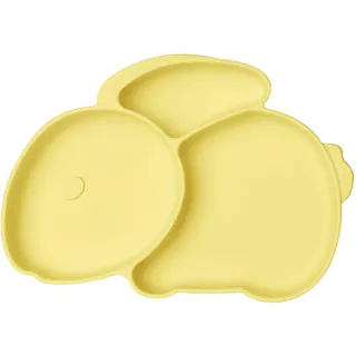 Vicloon Babyteller aus Silikon mit Saugnapf, geteilte Teller, rutschfest, BPA-frei, für Spülmaschine und Mikrowelle, Gelb