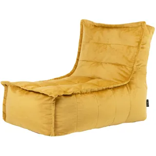 I.C.O.N. Icon Dolce Sitzsack-Liege für Erwachsene, Gelb, Flauschiger Samtstoff, Riesen Sitzsack Samt mit Füllung, Bean Bag Chair, Bequemer Sessel Wohnzimmer, Lounge, Schlafzimmer, Büro