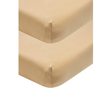 Meyco Baby Uni Spannbettlaken 2er Pack für die Babywiege (Bettlaken mit weicher Jersey-Qualität, aus 100% Baumwolle, perfekte Passform durch Rundum-Gummizug, Maße: 40 x 80 / 90cm), Warmer Sand