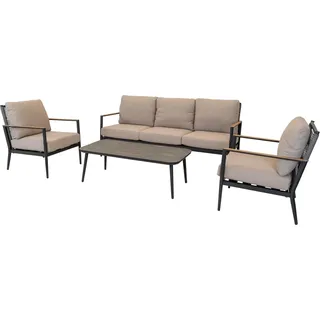 Loungeset - Rope Mixed Grey - 3-teilig - Glastischplatte