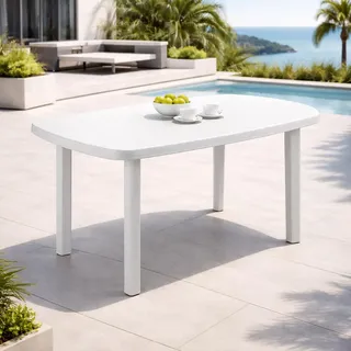 Gartentisch Balkontisch Outdoortisch Kunststofftisch Weiß 140x90x72cm - Weiß