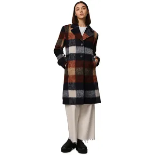 ONLY Damen Onlalina Life Check Wool Coat Cc OTW Mantel, Rust/Checks:Night Sky+Mustard Gold+Cloud Dancer, 38