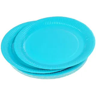 Homéa, Set mit 20 Tellern aus Pappe, Durchmesser 23 cm, Vitamin blau