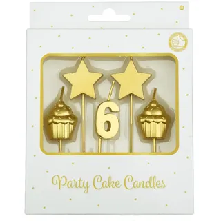 PD-Party - Geburtstagskerzen für Kuchen & Torten - Geburtstagsdeko - Goldene Kuchenkerzen für Geburtstagsfeiern von Kindern & Erwachsenen - Zahlenkerzen - Nummer Kerze - Größe 3 x 9 x 1 cm - 6 Jahre