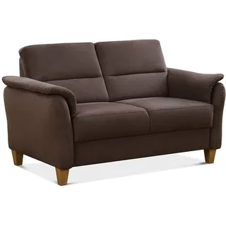 CAVADORE 2er-Sofa Palera mit Federkern / Kompakte Zweisitzer-Couch im Landhaus-Stil / passender Sessel und Hocker optional / 149 x 89 x 89 / Mikrofaser, Braun