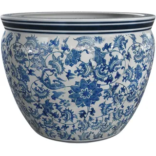 Red Lantern Pflanzgefäß oder Übertopf aus Porzellan, Blumenmuster, 35,6 cm, Blau und Weiß, für den Innen- und Außenbereich, Garten, Eingangsbereich, Wohnzimmer, Boho, eklektisch, modern,