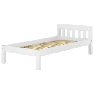 Modernes Einzelbett Massivholz Kiefer weiß 90x200 Futonbett Jugend Zubehör wählbar V-60.38-09WFederleisten - Weiß