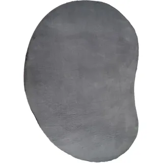 Hochflor-Teppich BRUNO BANANI "Rabbit 2 Bean, Kunstfell Teppich, Modern, besondere Form" Gr. 71, grau (anthrazit), B:160cm H:25mm L:240cm, Kunstfaser, Teppiche, Hochflor-Teppich, Kaninchenfell-Haptik, Microfaser, Wohnzimmer, Schlafzimmer, Esszimmer