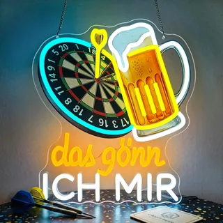 Astuddy Das gönn ich mir Neon Schild, Darts Bier Neon Schild, USB Dart LED Neon Licht für Bar, Dimmbar Bier Neon Sign für Schlafzimmer Kneipe Party Männerhöhle Wanddeko, Geschenk für Männer