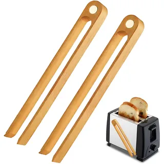 2 Stück Magnetische Bambus-Toastzange, Magnetische Toastzange,Wiederverwendbare Grillzange Holz,Kochzange aus Holz,22cm Küchenzange,Holz-Kochzange,wiederverwendbare Holzzange,100% natürlich,Holz.