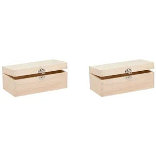 Glorex 6 1682 002 - Holzbox aus Kiefernholz, rechteckig, mit Verschluss, ca. 23 x 11 x 9 cm groß, FSC Mix, zum Bemalen, Bekleben oder Verzieren mit dem Brandmalkolben (Packung mit 2)