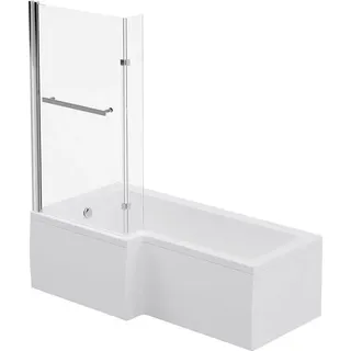 HOME DELUXE - Badewanne mit Duschwanne - ELARA rechts - inkl. komplettem Zubehör und Duschabtrennung I Duschwanne, Badewanne mit Dusche - Weiß