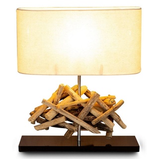 levandeo Tischlampe Höhe 42cm Treibholz Tischleuchte Holz Lampe Teakholz Deko Tischdeko