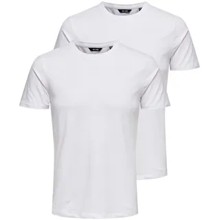 Only & Sons Onsbasic Slim O-neck 2-pack Noos T Shirt, Weiß, M, EU