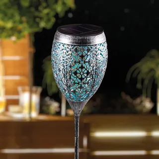 esotec Solar-Stableuchte Gartenstecker Sindy 75 cm - silber/ türkis 102881