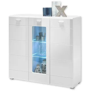 Stella Trading Highboard 120 x 112 x 42 cm hochglänzend / weiß