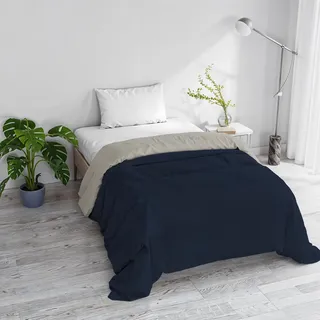 Italian Bed Linen Basic Wintersteppdecke einfarbig und gepolstert, Dunkelblau/Hellgrau, 200x245cm