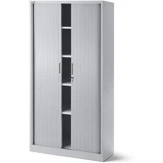Jan Nowak Rollladenschrank Aktenschrank Büroschrank mit Rolltüren Metall Pulverbeschichtung 4 Einlegeböden 185 cm x 90 cm x 45 cm (Grau)