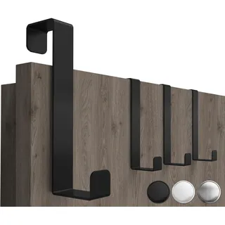 4smile Türhaken zum Einhängen, 4er Set, Fb. Schwarz - Platzsparende Kleiderhaken Tür für ganze Wohnung, universelle Haken zum Einhängen - Stabile Türgarderobe, Türhakenleiste