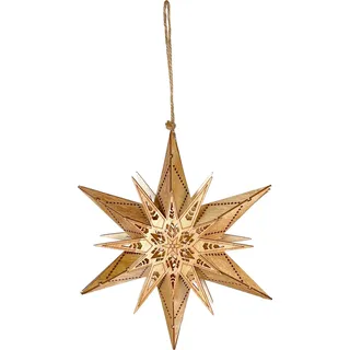 3D Holzstern mit LED zum Hängen | Natur | 20×18×3,5 cm | 76146 - Braun