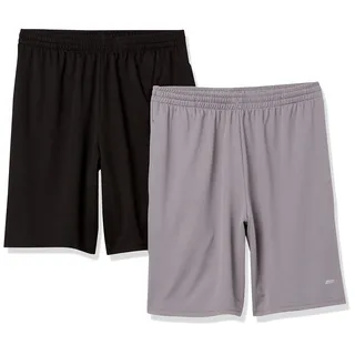 Amazon Essentials Herren Leichte Performance-Funktionsshorts In Lockerer Passform (Erhältlich In Übergrößen), 2er-Pack, Grau/Schwarz, XXL