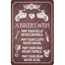 Blechschild 30x40 cm - biker`s Wish never crumble break