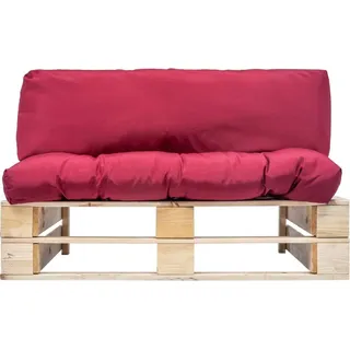vidaXL Outdoor-Sofa Paletten mit Kissen in Rot Kiefernholz - Rot