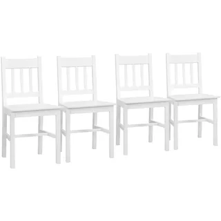 HOMCOM Esszimmerstühle 4er Set Küchenstuhl mit Rückenlehne, Wohnzimmerstuhl, Stühle mit Modern-Stil, Essstühle aus Kiefernholz für Esstisch, Weiß